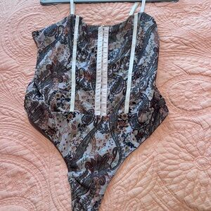 Willow Root Paisley Bodysuit in Pink and Brown
